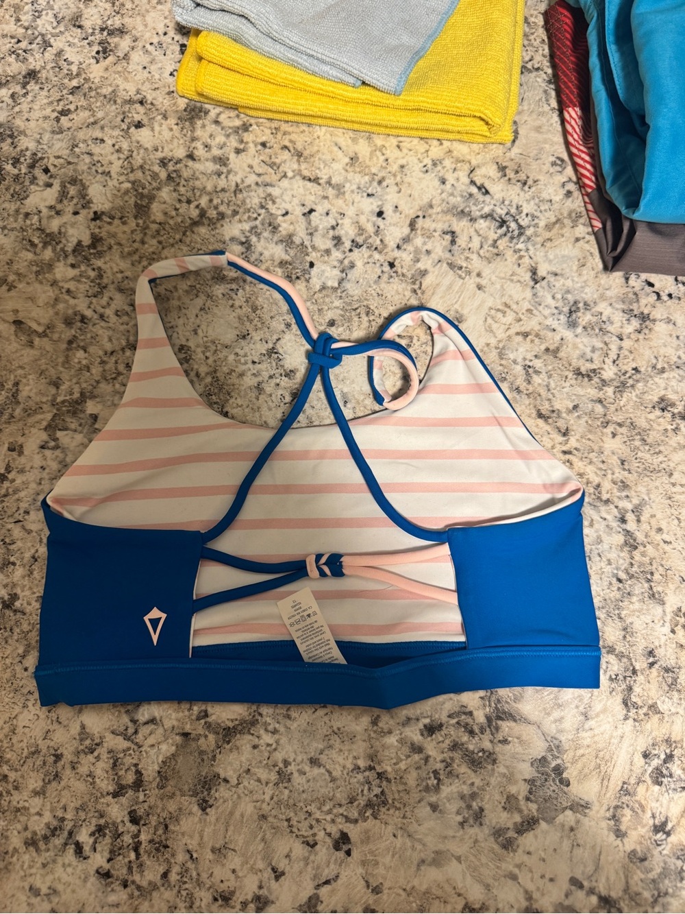 Ivivva Blue and Pink Striped Kids Reversible Swim Top